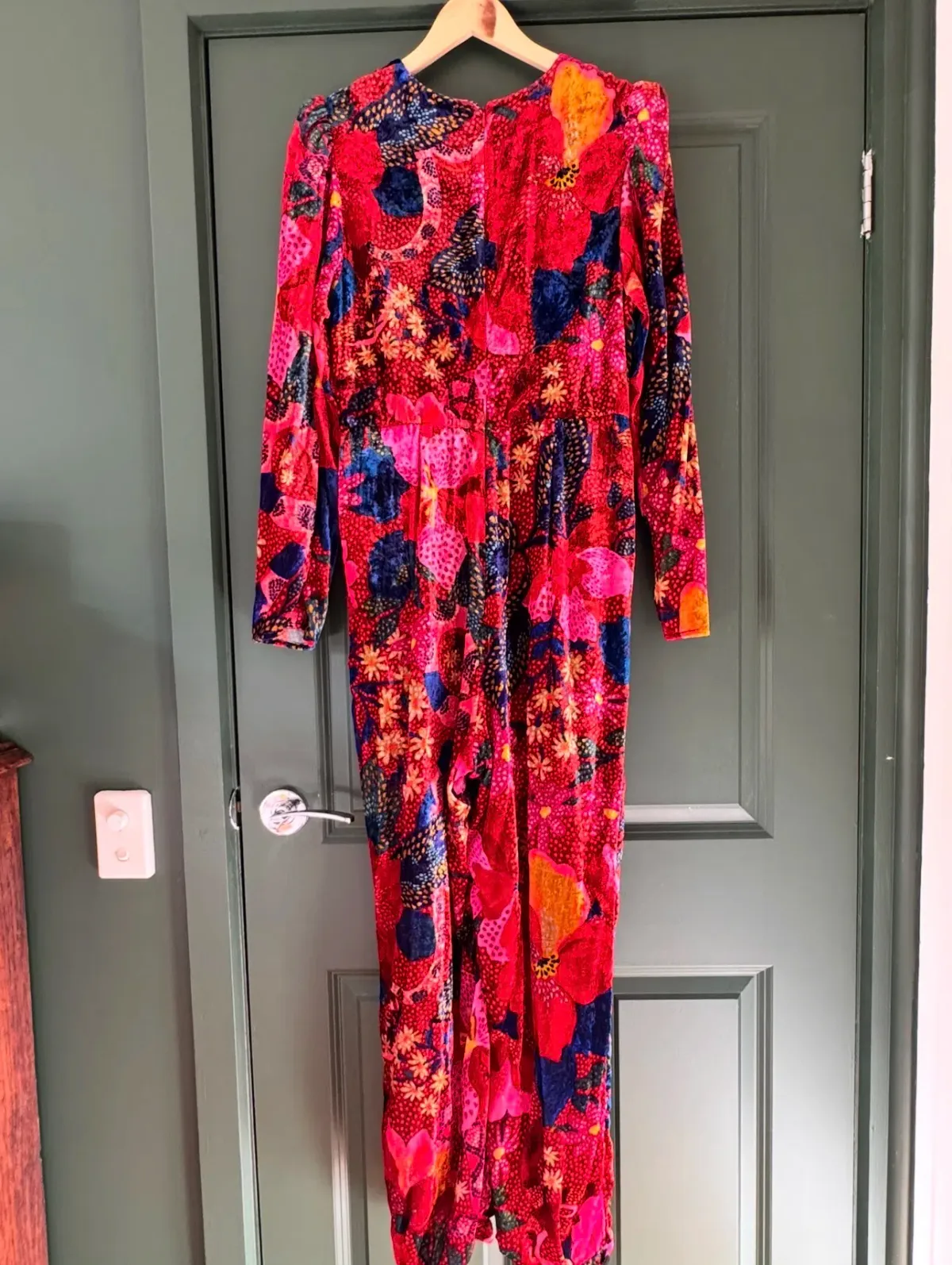 Farm Rio Snake Velvet Jumpsuit Garden Red Size 12/L - Image 2