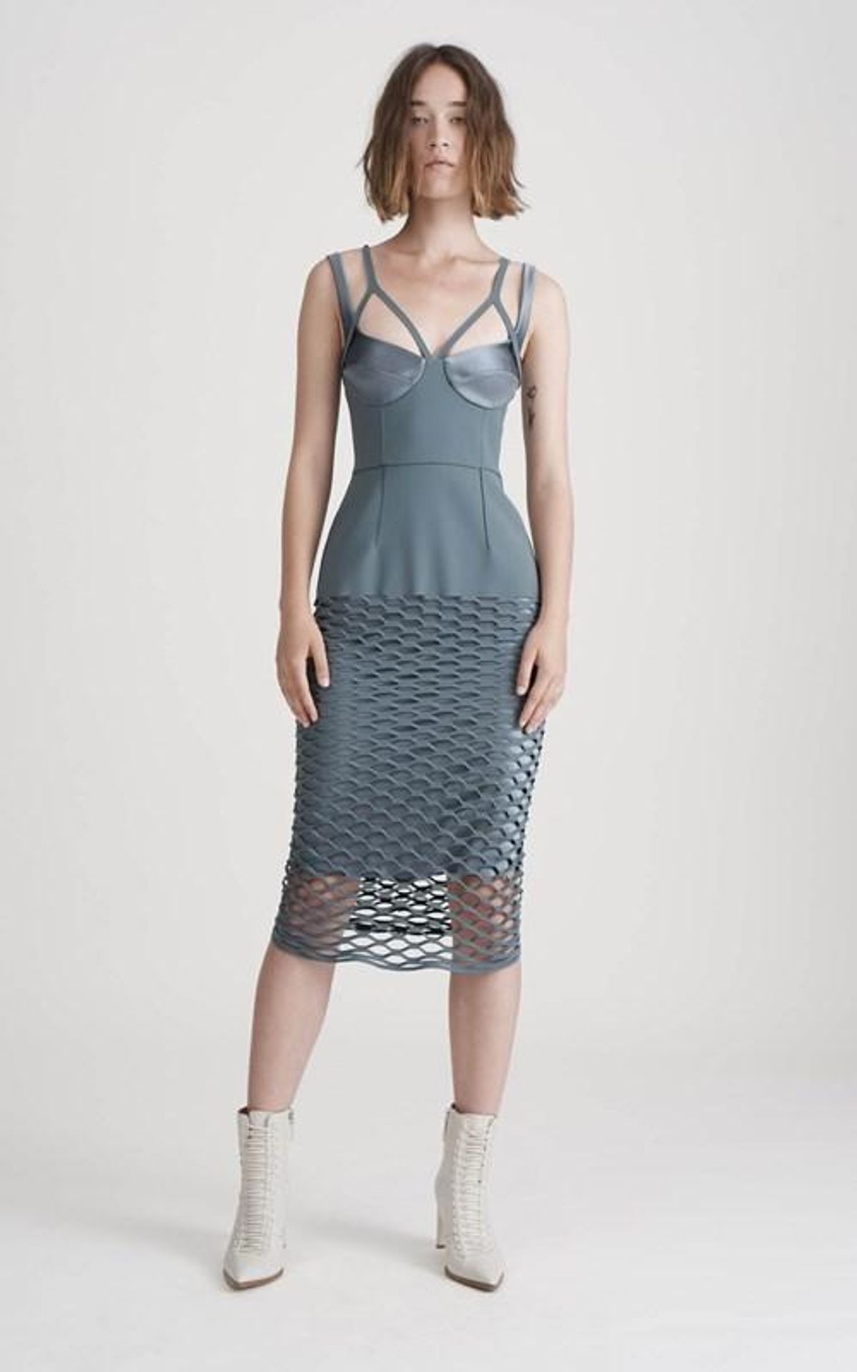 Dion Lee Honeycomb Perforated Dress Blue Size 8 - Image 1