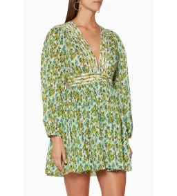 Zimmermann Golden Plisse Mini Dress Lemonade-Acid Floral-Print Size 0/Au 8  for rent on The Volte - image 2