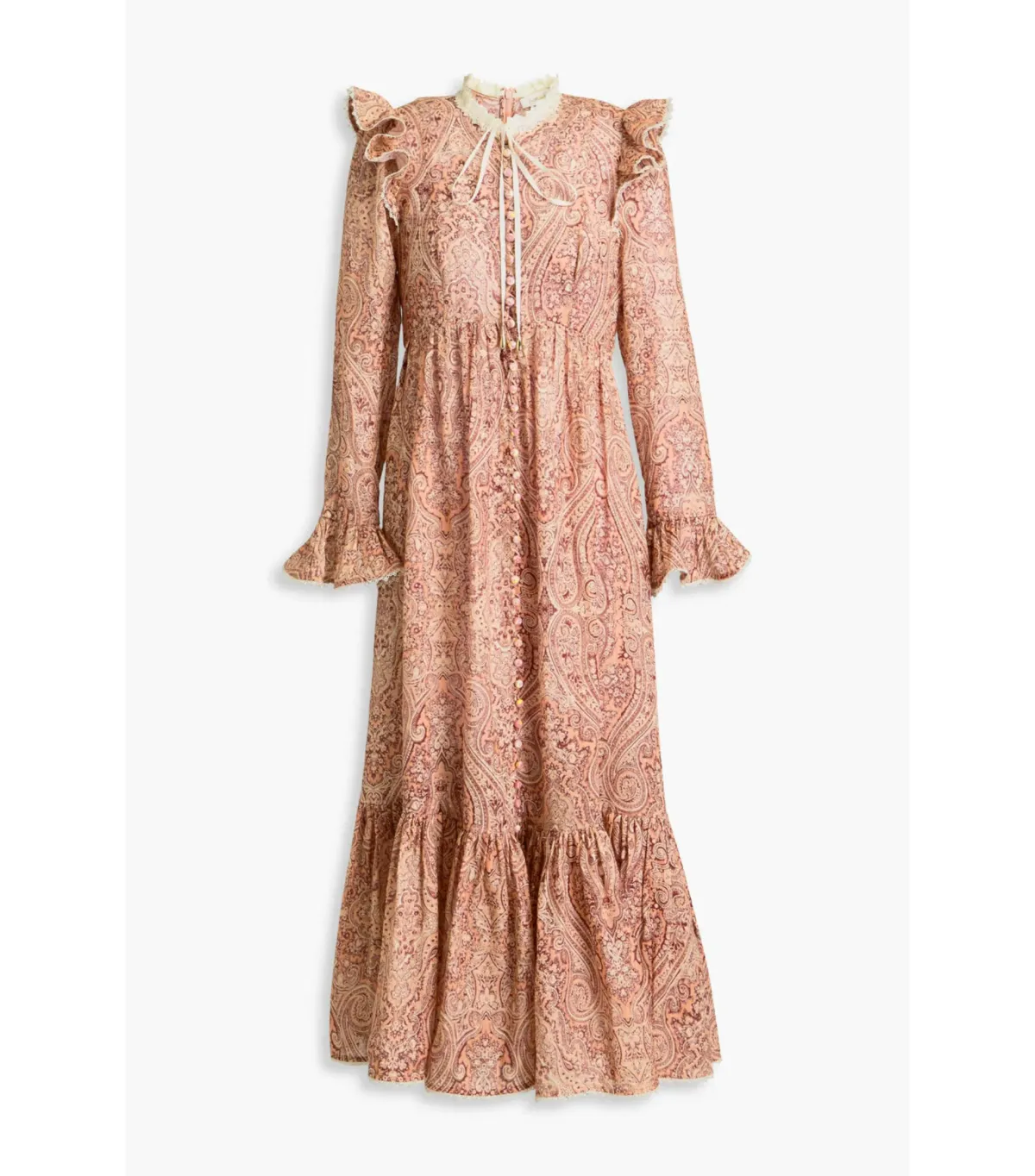  Zimmermann The Wonderland Frilled Midi Dress in Blush Paisley Size 4 / AU 16 - Image 3