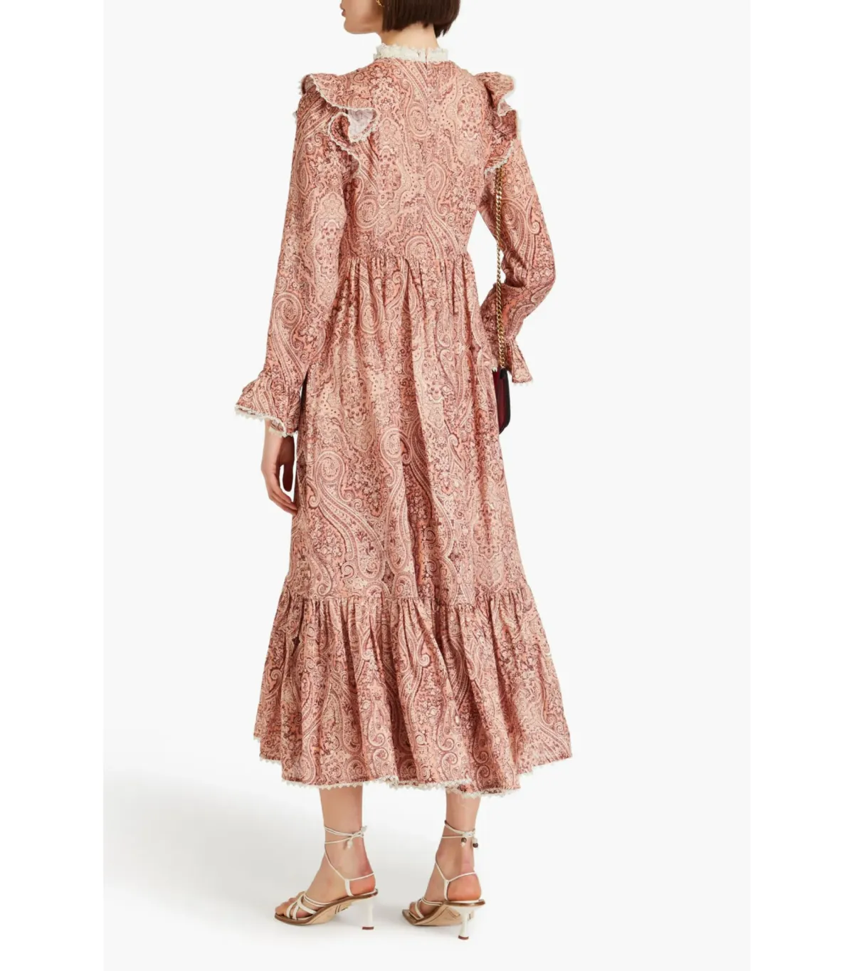  Zimmermann The Wonderland Frilled Midi Dress in Blush Paisley Size 4 / AU 16 - Image 2