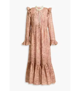  Zimmermann The Wonderland Frilled Midi Dress in Blush Paisley Size 1 / AU 10 for rent on The Volte - image 3