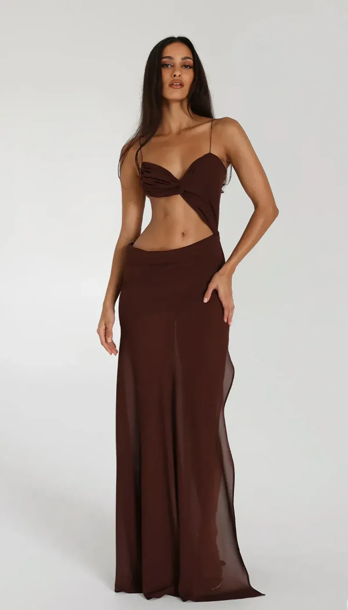 Natalie Rolt Dahlia Maxi Dress Espresso in Brown Size 8 - Image 1