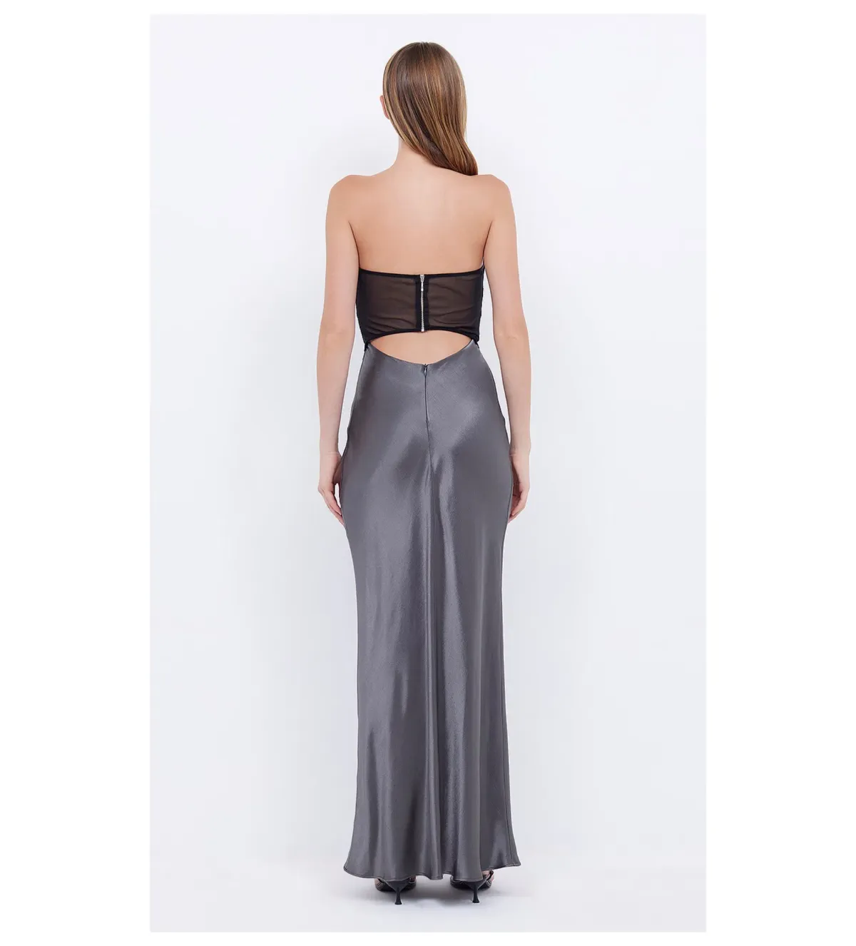 Bec & Bridge Halle Strapless Maxi Dress Gunmetal/Black Size AU 10 - Image 4