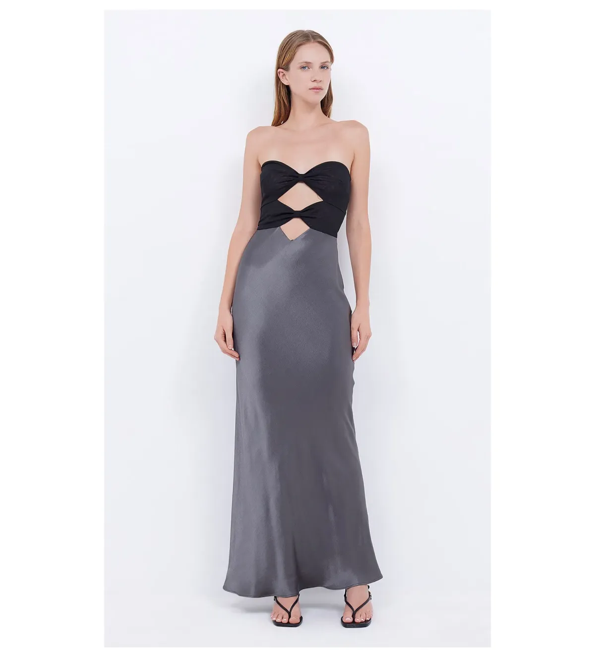 Bec & Bridge Halle Strapless Maxi Dress Gunmetal/Black Size AU 10 - Image 1