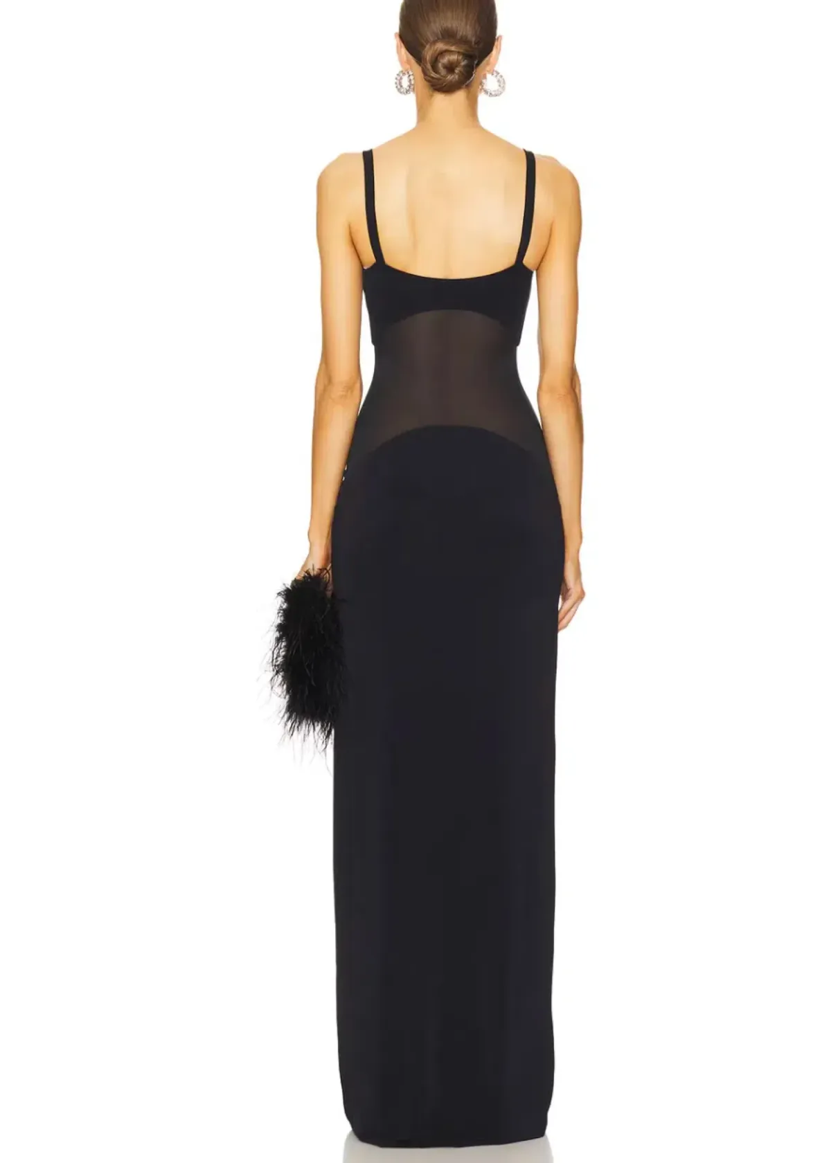 Helsa Sheer Knit Curve Maxi Dress in Black - Image 3