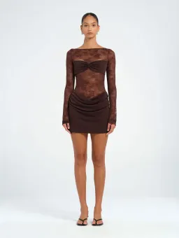 Benni Oskar Mini Dress in Brown Size 6 for rent on The Volte - image 2