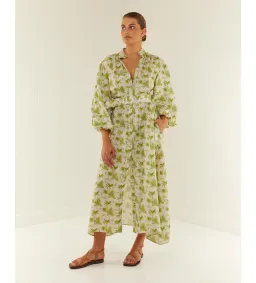Palm Noosa Noddy Belted Shirt Dress in Green Palms Size 10 for rent on The Volte - image 1