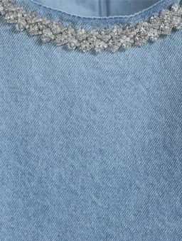 Zimmermann Crush Embellished Denim Mini Dress Blue Moon Size 0 / AU 8 for rent on The Volte - image 6