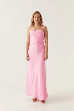 Aje Clarice Draped Maxi Dress Pink Size 6 for rent on The Volte - image 1