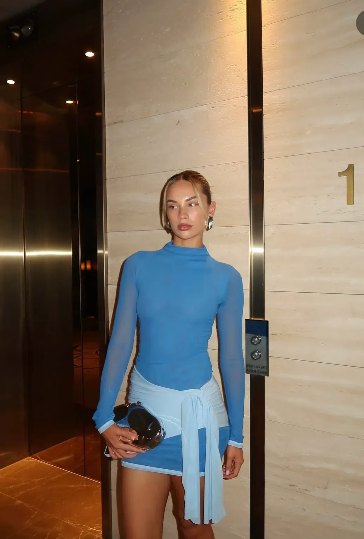 Benni Kingsley Mini Dress Blue Size 10 - Image 2