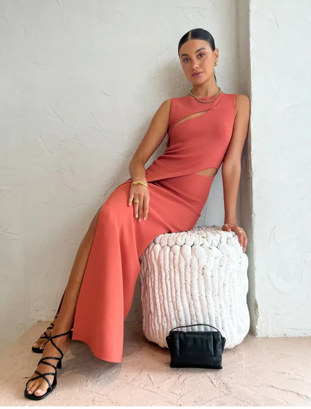 Sir The Label Nadja Cut Out Maxi Dress in Coral Size 1/ AU 8 - Image 2