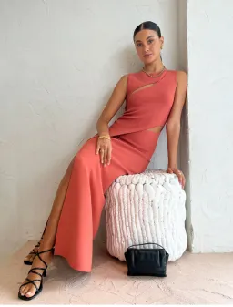 Sir The Label Nadja Cut Out Maxi Dress in Coral Size 1/ AU 8 for rent on The Volte - image 2