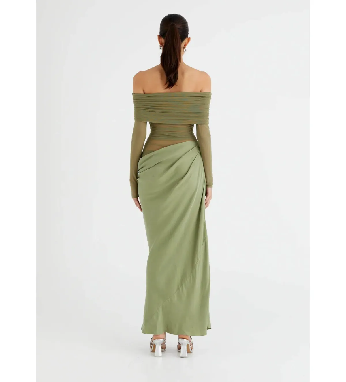 Benni Yasmin Off Shoulder Maxi in Pistachio Size 12  - Image 3