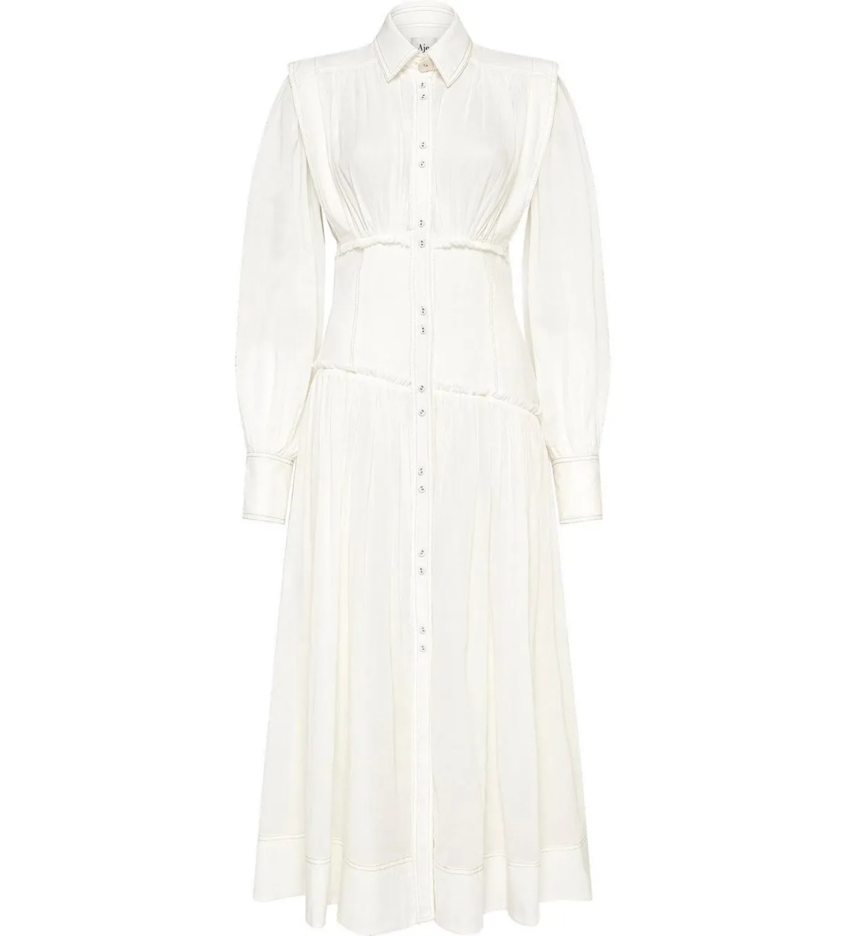 Aje Utopia Long Sleeve Maxi Dress White Size 8 - Image 5