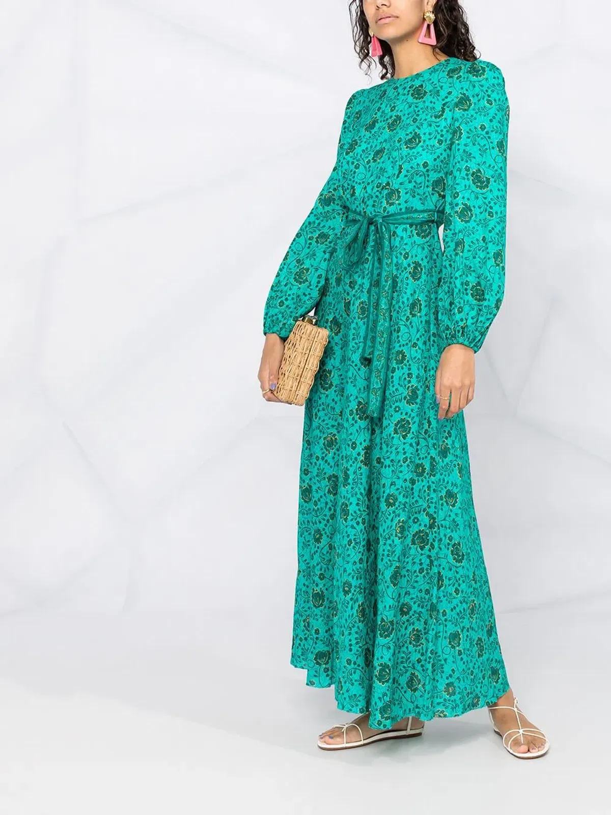 Zimmermann Lulu High Neck Midi Dress Jade Floral Size 3/AU 14  - Image 1