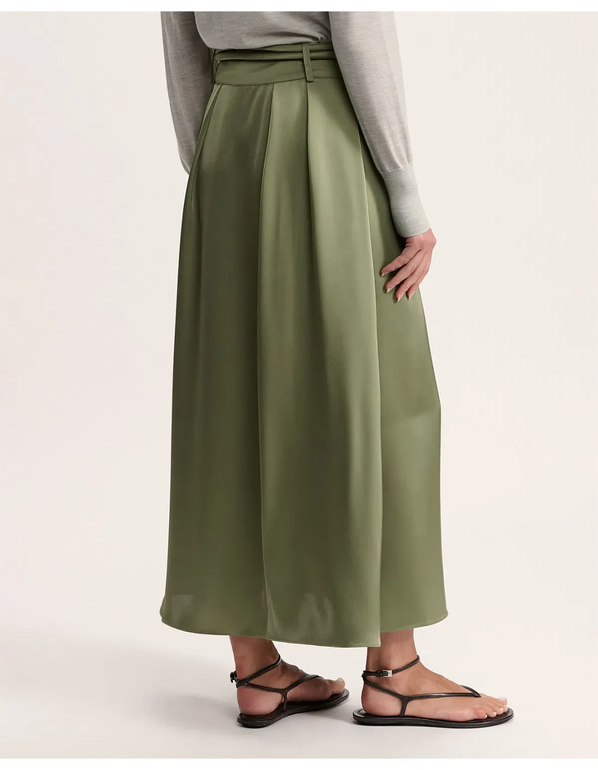 Saba Jayde Belted Midi Skirt Olive Green Size AU 6 - Image 3