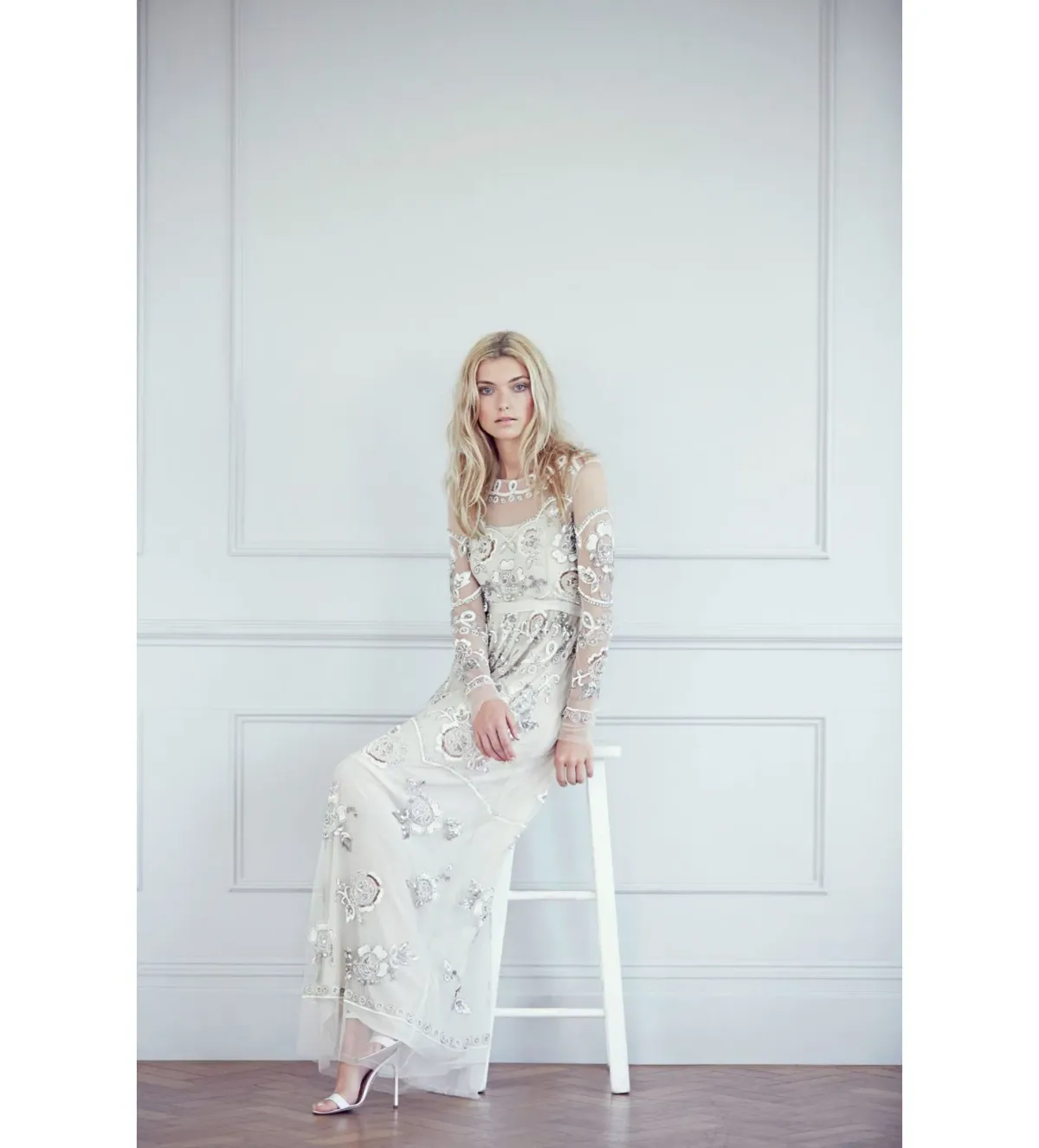 Needle & Thread Garden Scatter Sequin Maxi Dress in Cream  Size 8  - Image 1