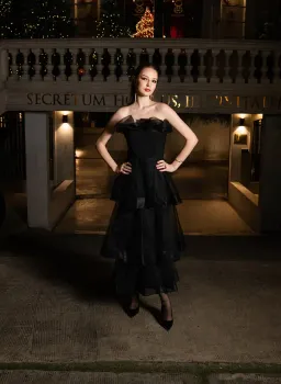 Barino Kascade Tiered Ruffle Midaxi Midi Black Size AU 10 for rent on The Volte - image 7