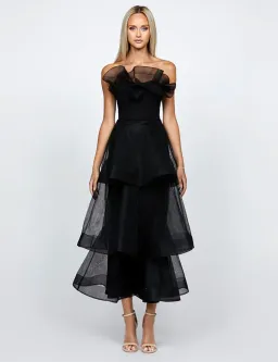 Barino Kascade Tiered Ruffle Midaxi Midi Black Size AU 10 for rent on The Volte - image 2