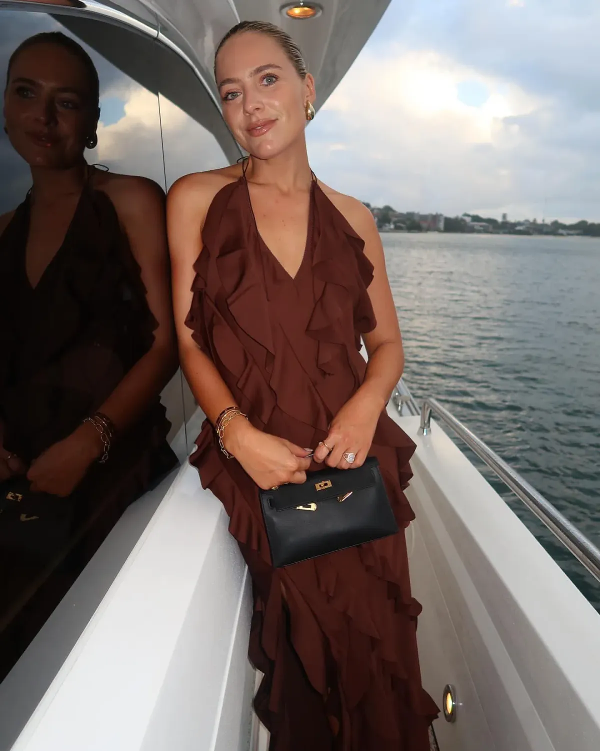 Anna October Reneta Ruffle Maxi Brown Size AU 10 - Image 5