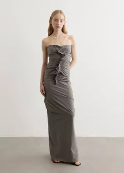 Paris Georgia Minimal Ruffle Top & Skirt Set Grey Size 10 for rent on The Volte - image 4