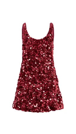 Leo Lin Elaine Mini Dress Mulberry Red Sequins Size 8  for rent on The Volte - image 1