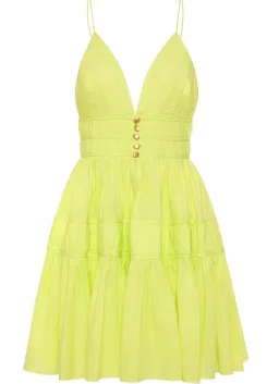 Aje Grace Tiered Dress in Light Lemon Green Size 6/XS for rent on The Volte - image 4
