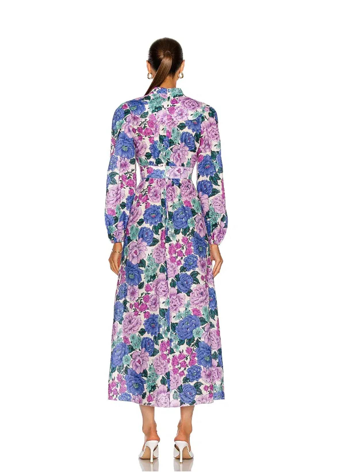 Zimmermann  Poppy Plunge Made Midi Dress in Multi Floral Size 14 - Image 3