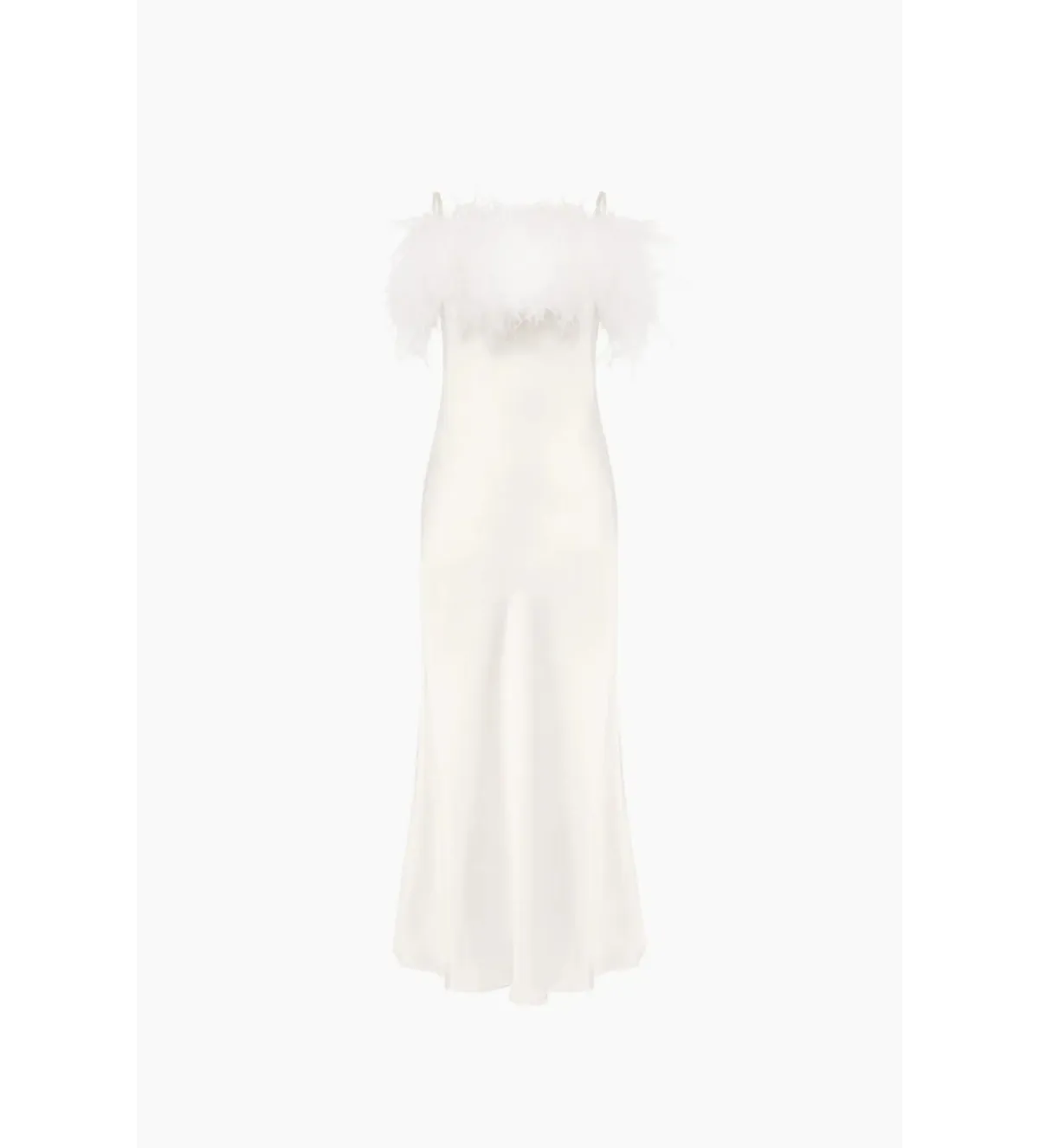 Sleeper Boheme Slip Midi Dress with Feathers in White Size 8 - Image 4