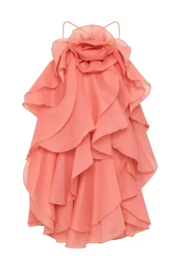 Aje Pandorea Layered Mini Dress Washed Coral Size 10 for rent on The Volte - image 5