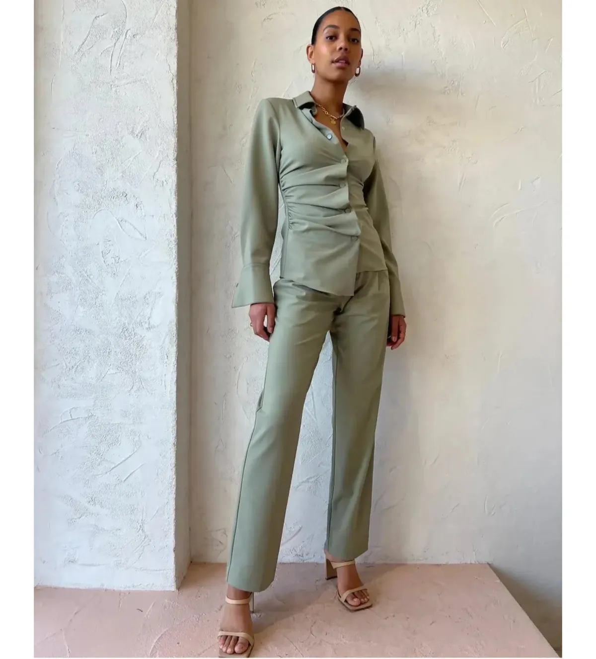 Sir the Label Adrien Tuck Shirt and Pants Set Sage Size 0/AU 6 - Image 2