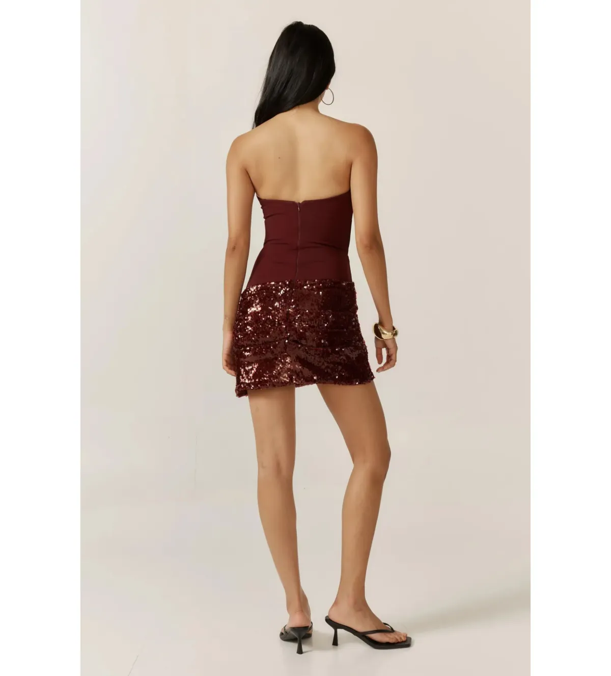 Ance Gria Anastasia Mini Dress Burgundy Size AU 8 - Image 4