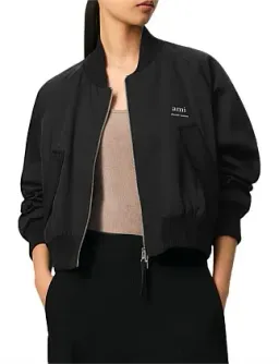AMI Loose Twill Bomber Jacket AMI Logo Black Size M / AU 10 for rent on The Volte - image 1