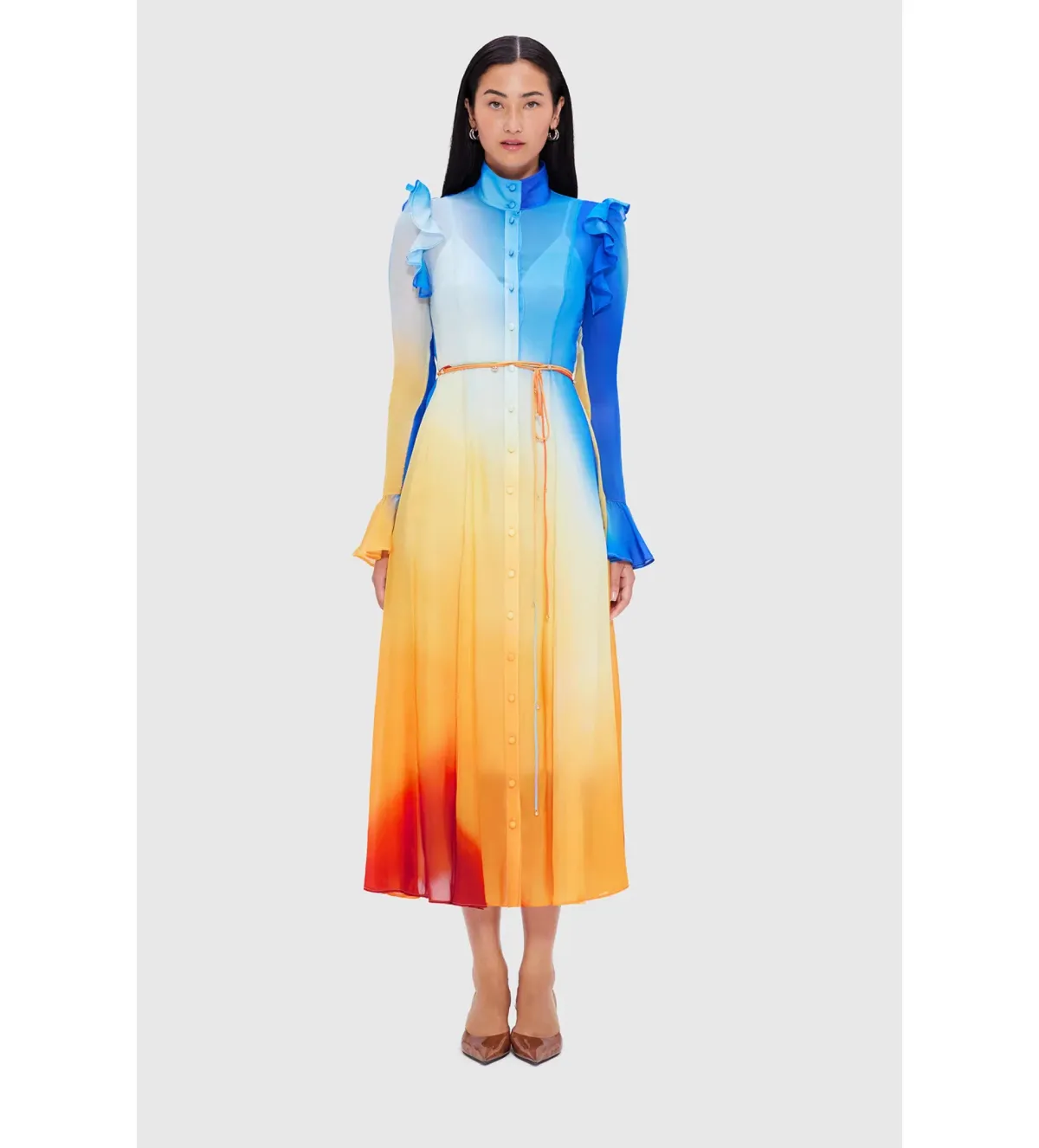 Leo Lin Multicolour Katrina Butterfly Sleeve Midi Dress – Enigma Size AU 10 - Image 1