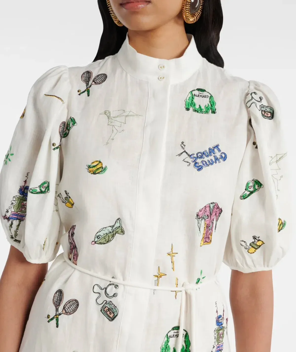 Alemais Play Embroidered Shirtdress in White Size 10 - Image 3