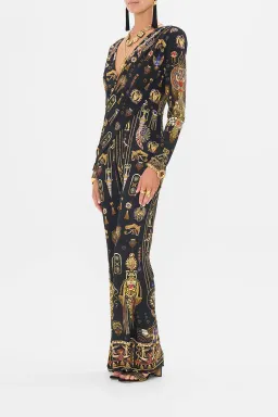 Camilla Draped V Neck Jersey Flared Jumpsuit Multi Print Size 12 for rent on The Volte - image 3