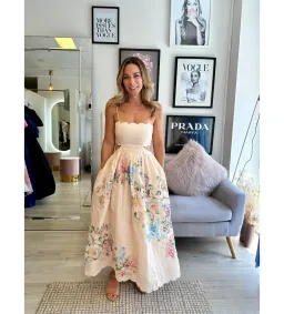 ZImmermann The Halliday Scallop Midi Dress in Cream Watercolour Floral Size 0/AU 8 for rent on The Volte - image 5