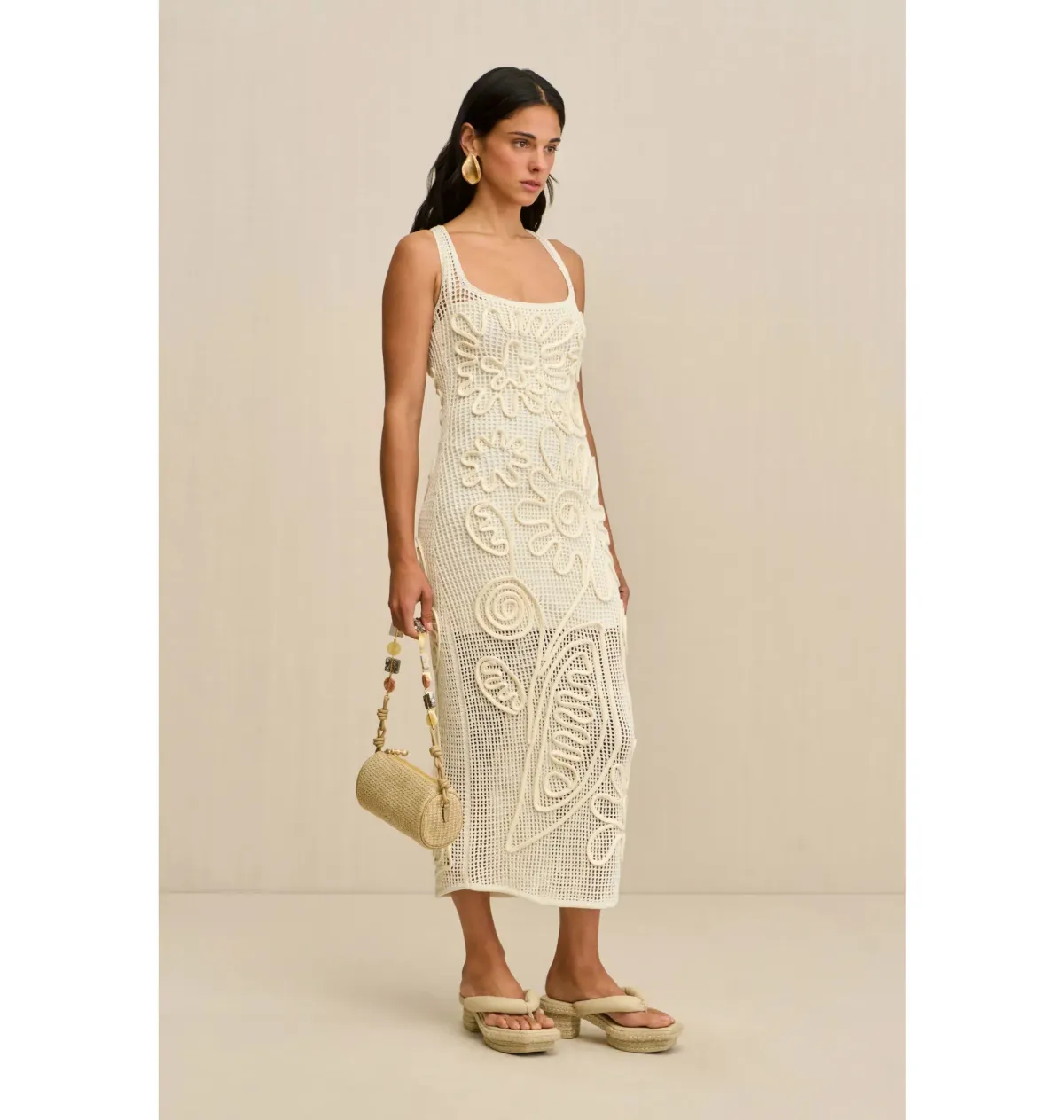 Cult Gaia Nissa Knit Midi Dress in Off White Size XS / AU 6 - Image 2
