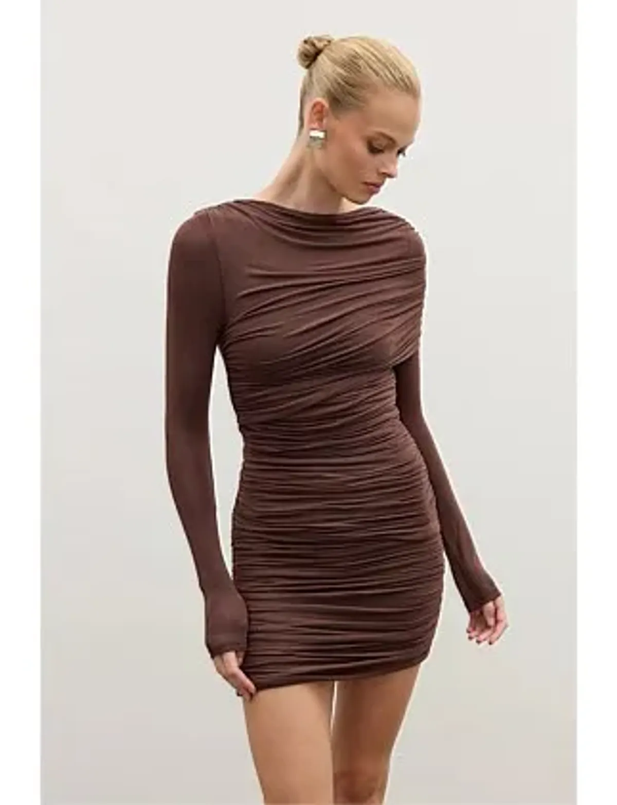 Bayse Kai Mini Dress in Chocolate Size S / AU 8 - Image 2
