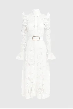 Leo Lin Leo Lin Aliyah Lace Butterfly Sleeve Midi Dress Snow Size AU 12 for rent on The Volte - image 6