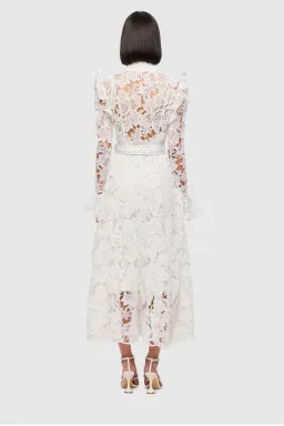 Leo Lin Leo Lin Aliyah Lace Butterfly Sleeve Midi Dress Snow Size AU 12 for rent on The Volte - image 1