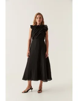 Aje Genesis Midi Dress Black Size AU 8 for rent on The Volte - image 1