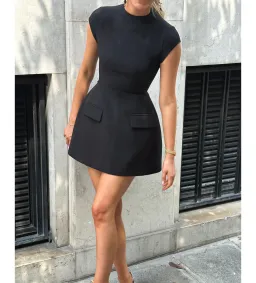 Odd Muse The Ultimate Muse Cap Sleeve Mini Dress Black Size S/AU 8 for rent on The Volte - image 2