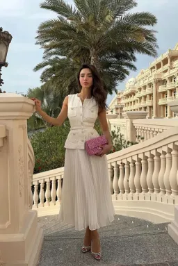 Self-portrait Sequined Bouclé Midi Dress White Size AU 10 for rent on The Volte - image 2