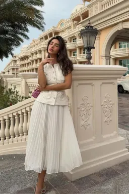 Self-portrait Sequined Bouclé Midi Dress White Size AU 10 for rent on The Volte - image 3