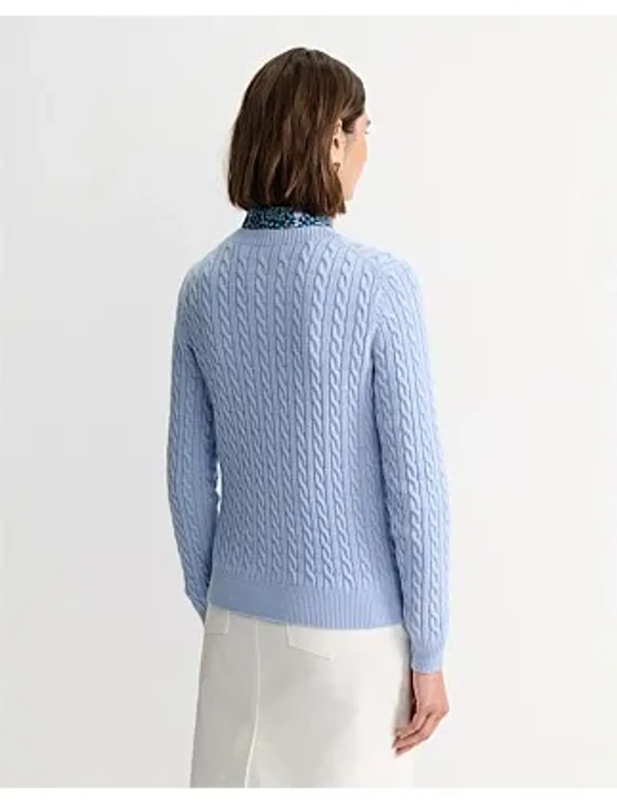 Sportscraft Merino Wool Baby Cable Sweater Pale Blue Size AU 8 - Image 4