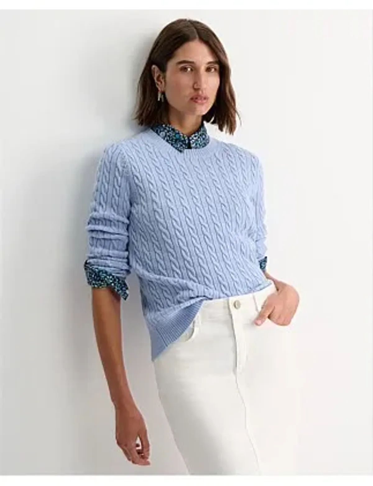 Sportscraft Merino Wool Baby Cable Sweater Pale Blue Size AU 8 - Image 2