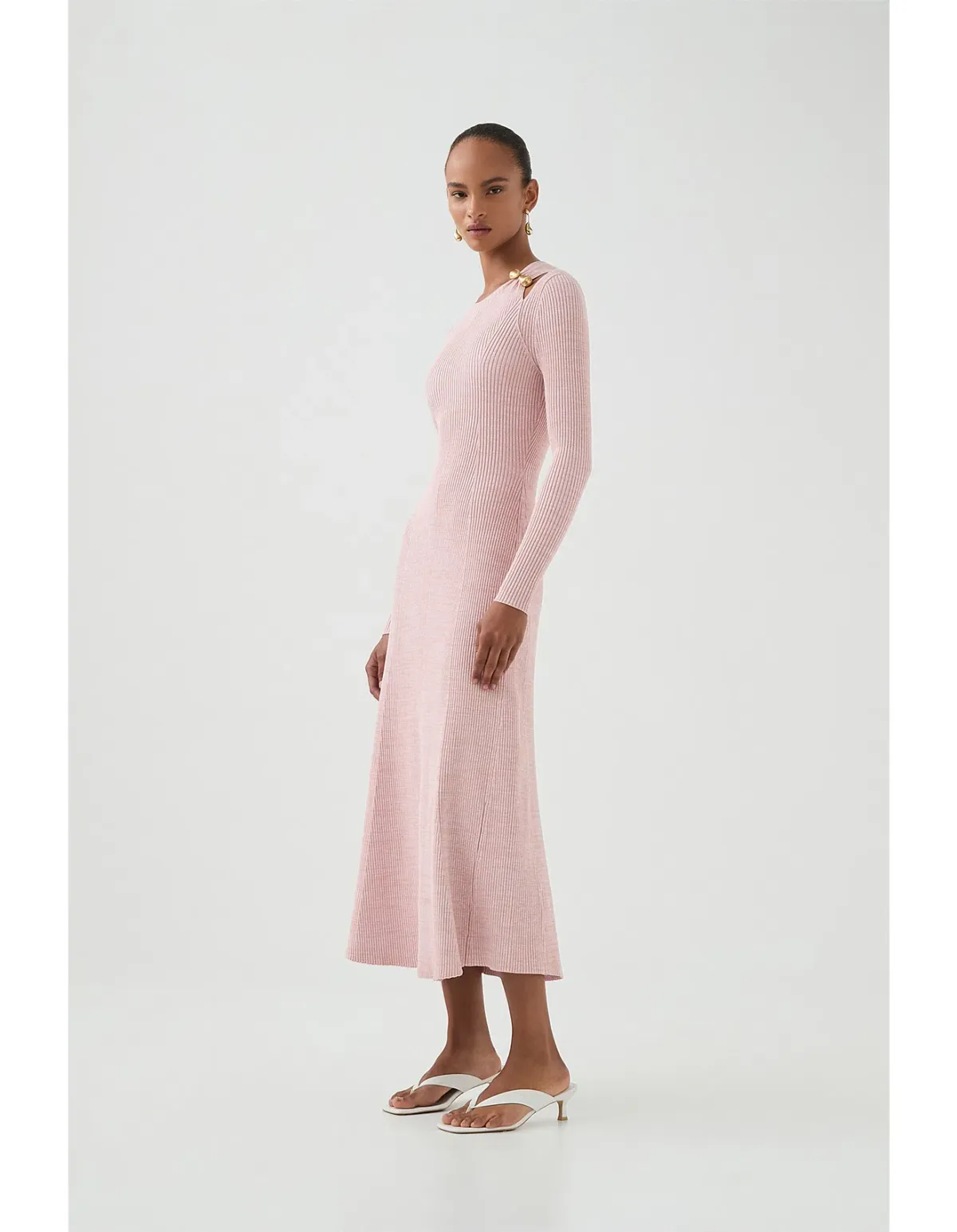 Aje Nina Knit Midi Dress Pink Marle Size M / AU 10 - Image 2