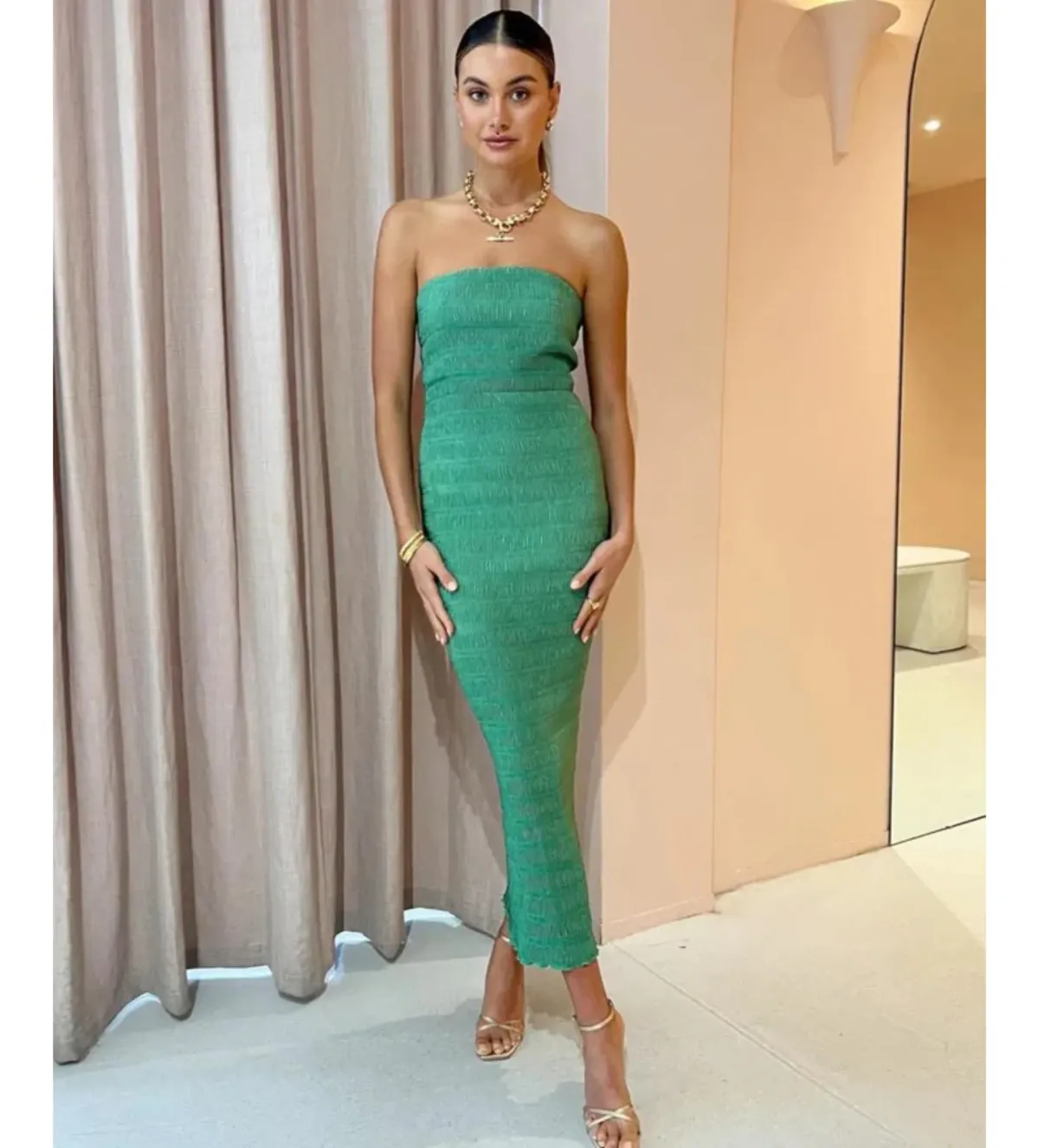 L'Idee Aurore Midi Dress Sea Green Size AU 8 - Image 2